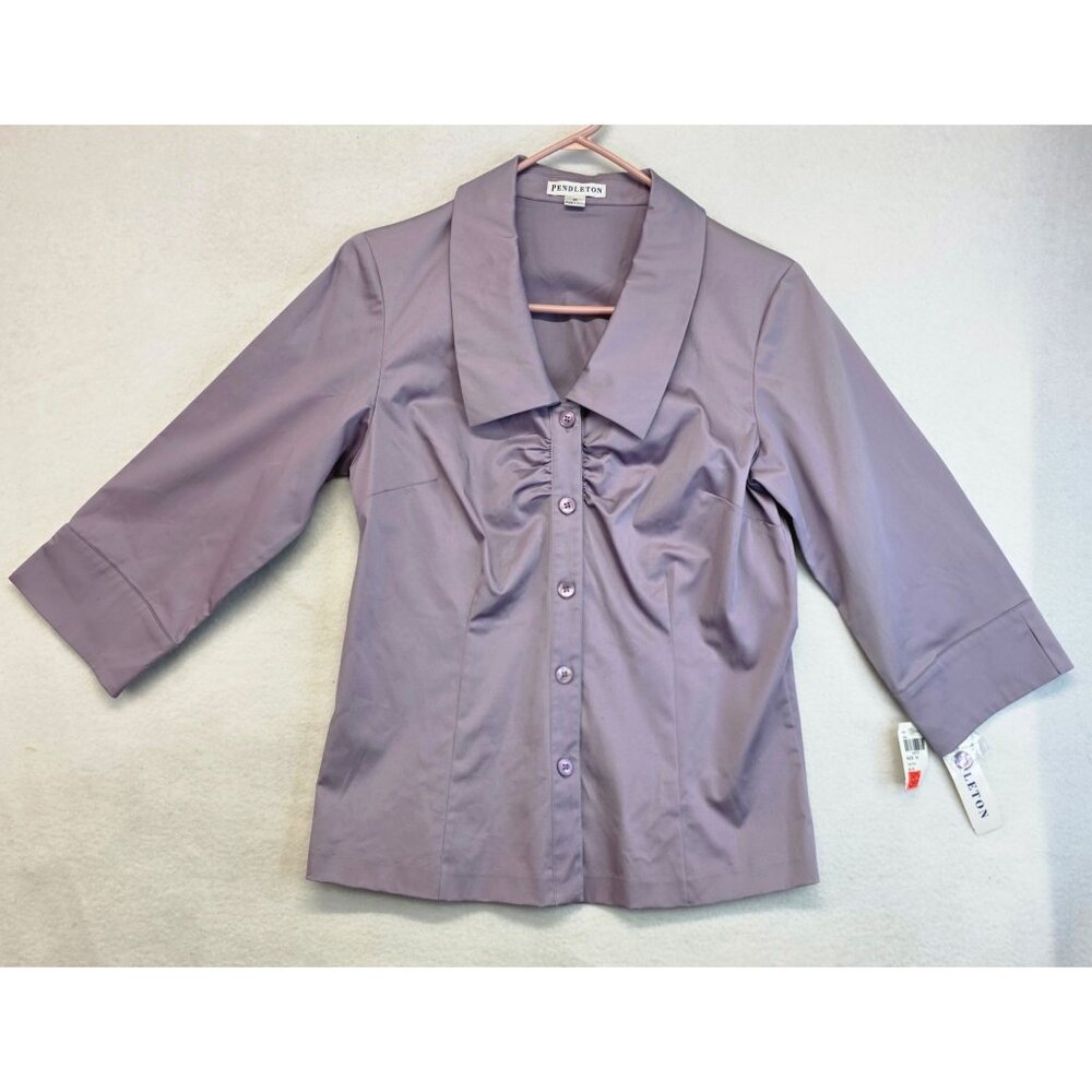 Pendleton Citywear Button Down Blouse M Lilac Ruc… - image 1